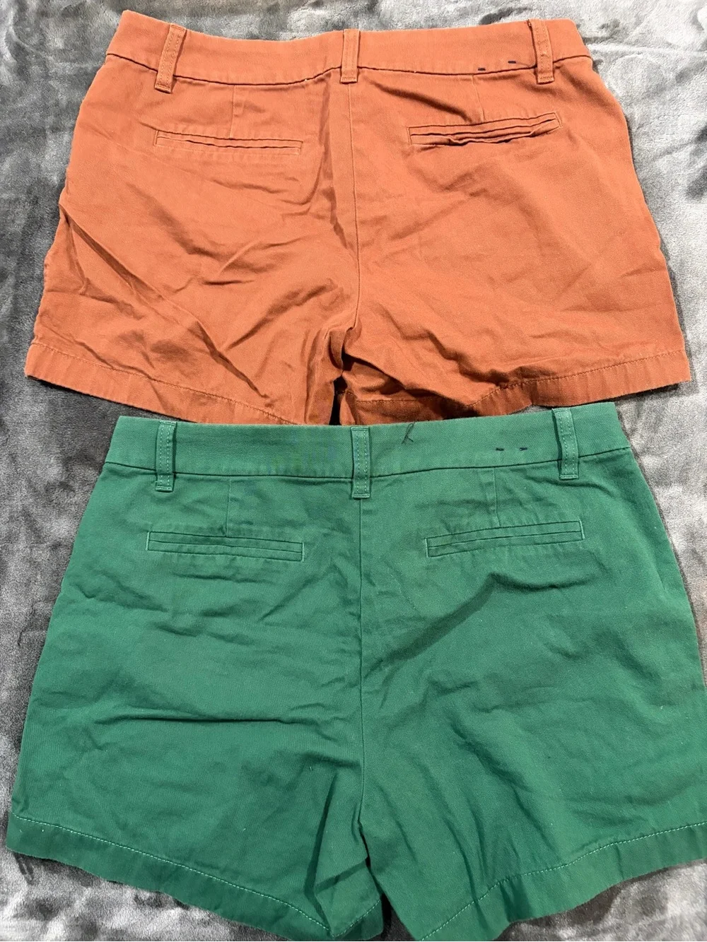 J. Crew High-Waist Chino Shorts in Rust and Emerald